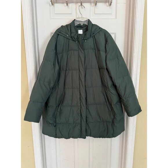 J.Jill Green Hooded Full Zip Down Puffer Winter Coat Size 3X - Picture 2 of 10